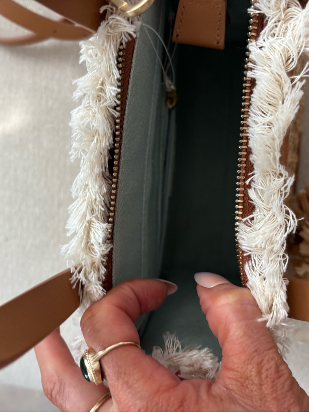 Spartina 449 Tan Raffia Woven Tote with Tassels - Picture 7 of 9